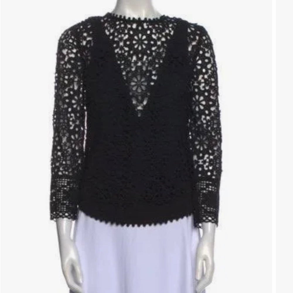 Sea Black Lace Top Long Sleeve